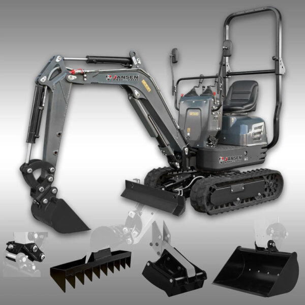 Jansen MB-700 Minibagger, 8,5 PS Benzin, Komplett-Set, Verstellfahrwerk